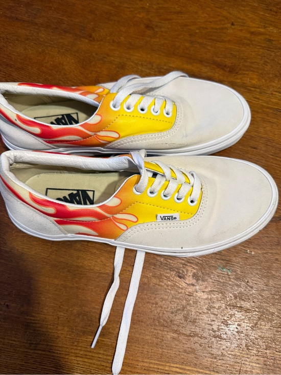 Vans Shoes - Vans Low-Top Sneakers with Yellow to Red Flame Design
